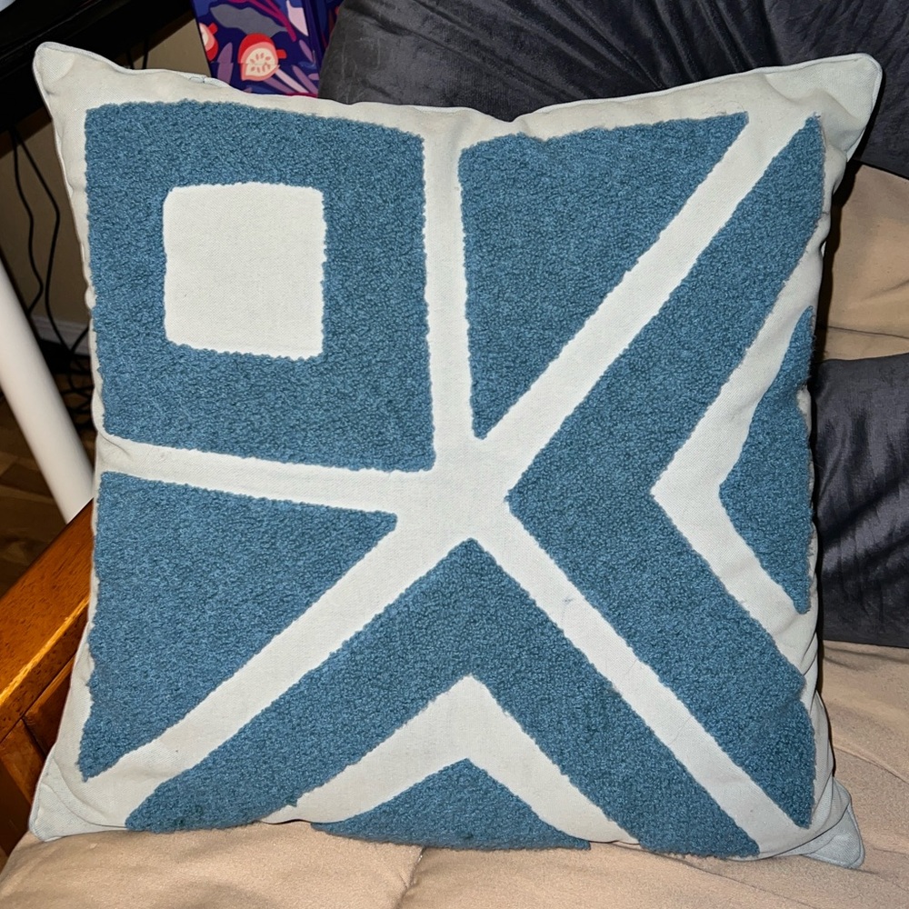 Throw Pillow in Teal Decorative Tufting Geometric